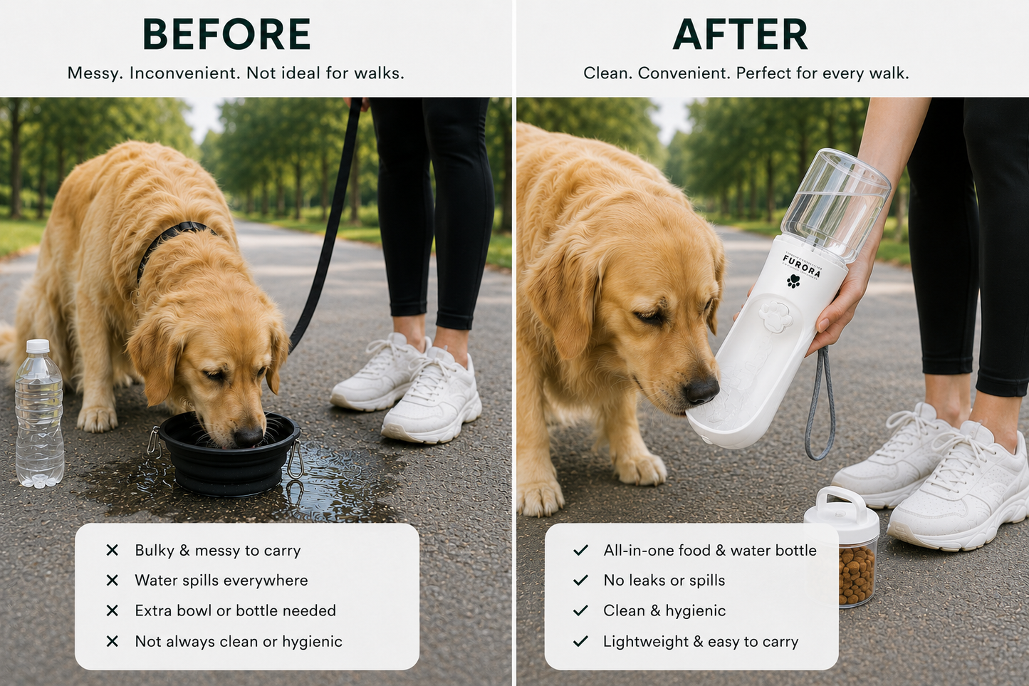 FURORA™ Portable Dog Water Bottle & Food Container