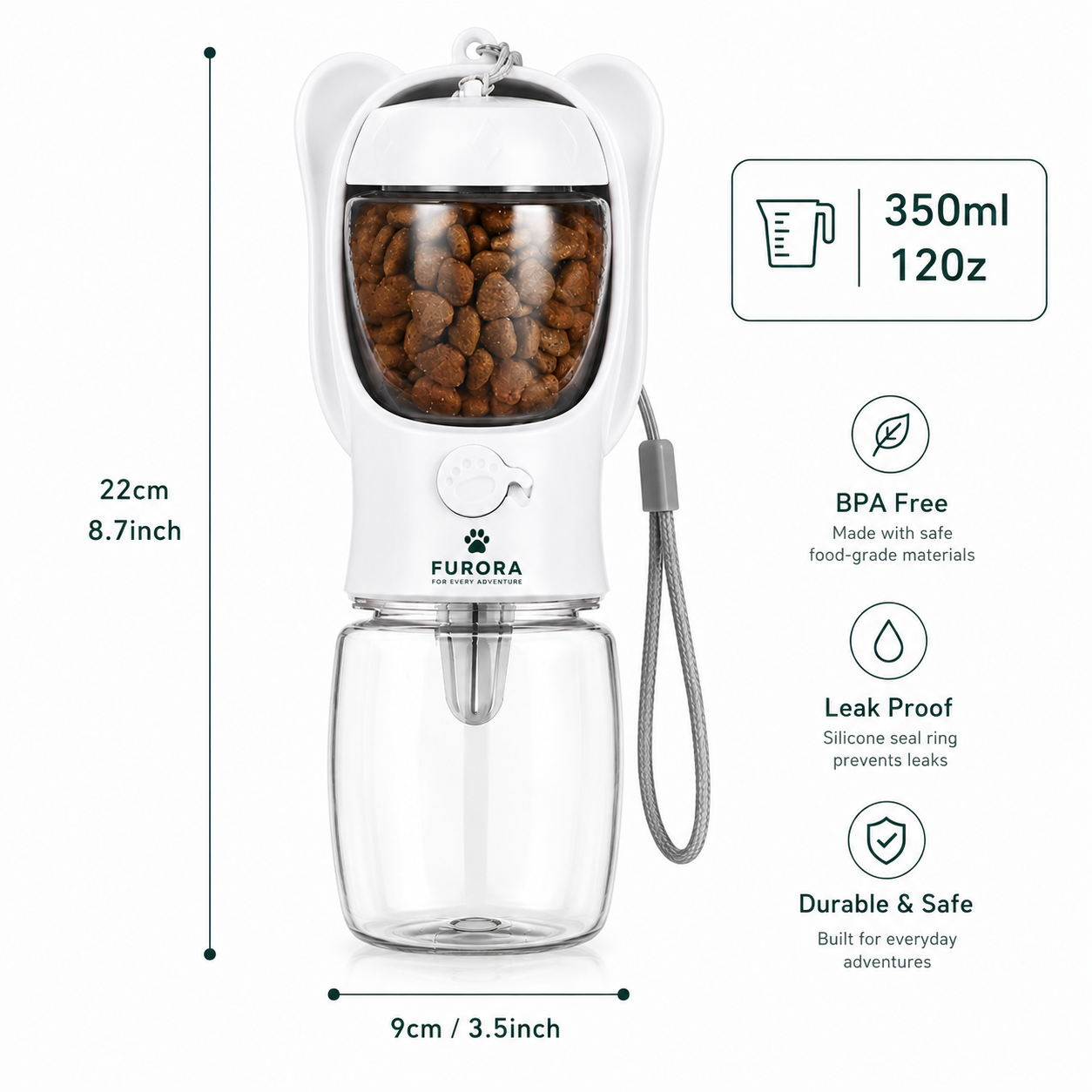 FURORA™ Portable Dog Water Bottle & Food Container