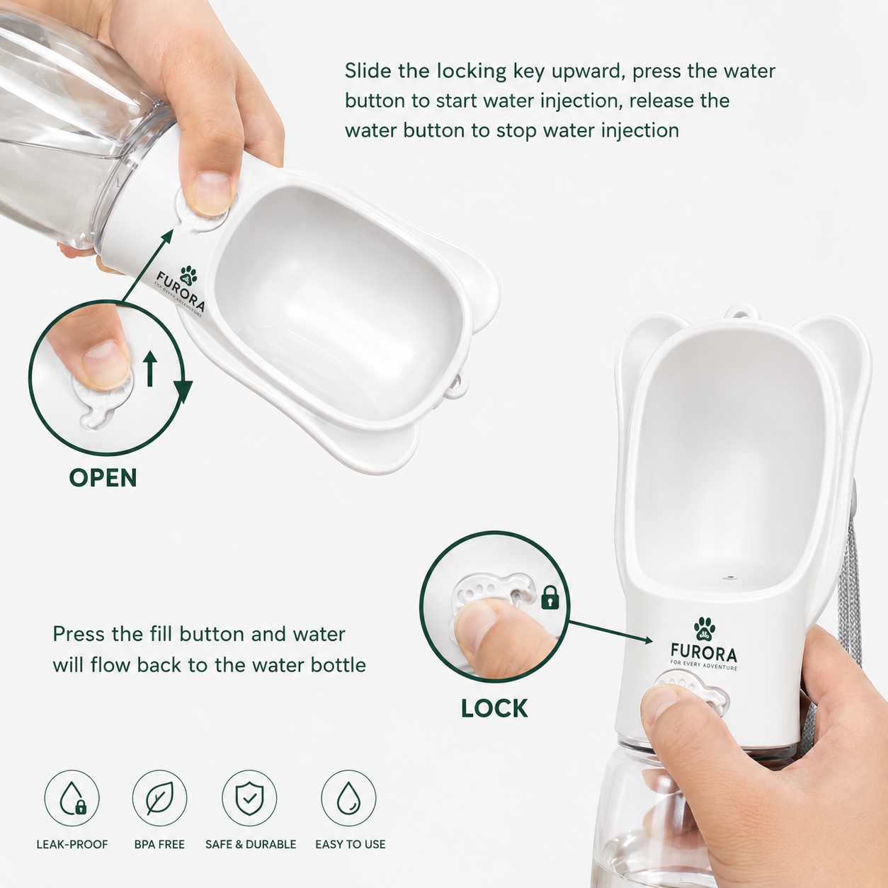 FURORA™ Portable Dog Water Bottle & Food Container
